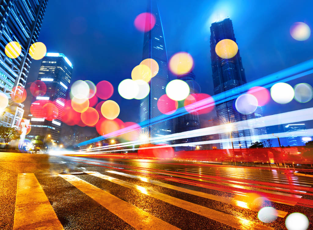 light trails at night